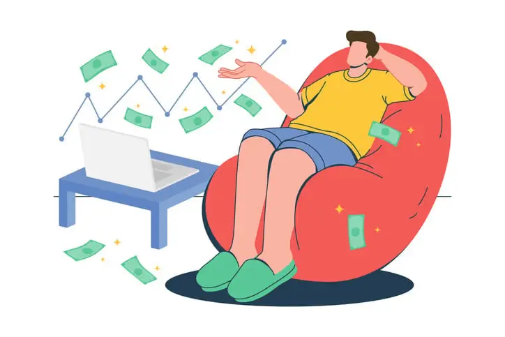 Men-remote-work-on-laptop-receive-good-financial